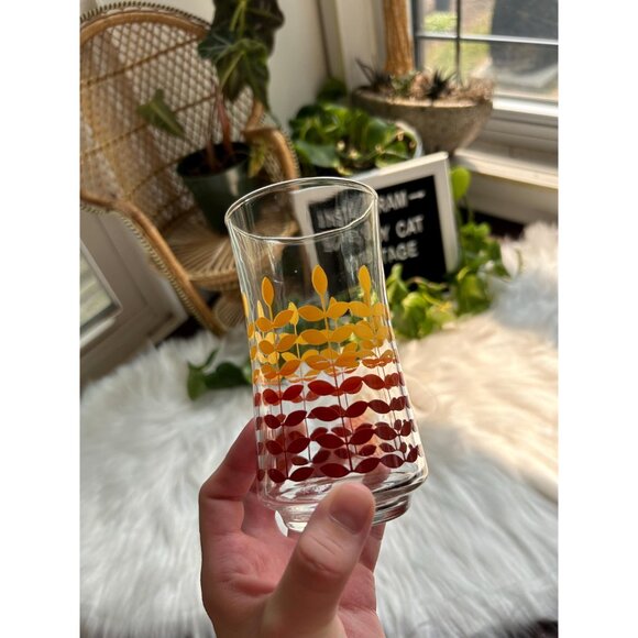 vintage 70s funky orange red tall drinking glasses - set of 2 - Picture 2 of 5